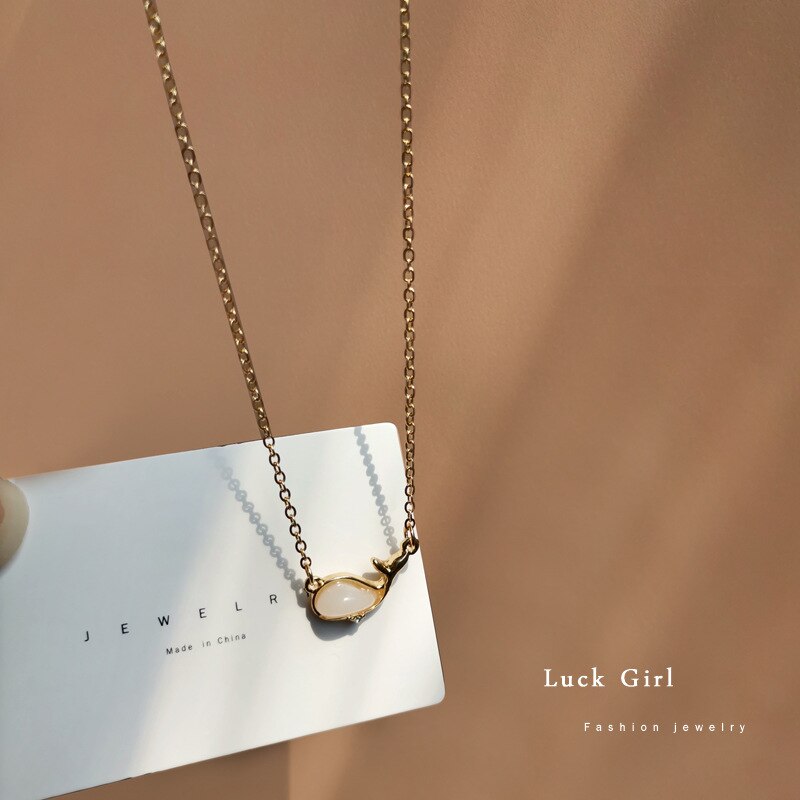 Korea Cute Whale Necklace for Women 2021 and Elegant Short Clavicle Chain Animal Jewelry Girl Party Birthday Necklace