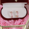 Korea Jewelry 14K Real Gold Plating AAA Pink Zircon Semicircle Simple Earrings Elegant Women's Daily Accessories