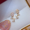 Korea Selling Jewelry 14K Real Gold Plating Copper Zircon Earrings Elegant Tulip Women's Wedding Party Earrings
