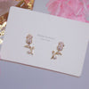 Korea Selling Jewelry 14K Real Gold Plating Copper Zircon Earrings Elegant Tulip Women's Wedding Party Earrings