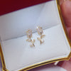 Korea Selling Jewelry 14K Real Gold Plating Copper Zircon Earrings Elegant Tulip Women's Wedding Party Earrings