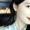 Korea Selling Jewelry Exquisite Copper Inlaid Zircon Green Square Earrings Elegant Women's Wedding Accessories
