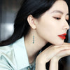 Korea Selling Jewelry Exquisite Copper Inlaid Zircon Green Square Earrings Elegant Women's Wedding Accessories