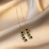 Korea Selling Jewelry Exquisite Copper Inlaid Zircon Green Square Earrings Elegant Women's Wedding Accessories