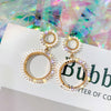Korea Selling Jewelry  Double Pentagram Crystal Pearl Earrings Elegant Women Bar Party Accessories