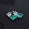 Korea Selling Jewelry  Double Square Zircon Cracked Green Pendant Earrings Simple Women Prom Party Accessories