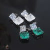 Korea Selling Jewelry  Double Square Zircon Cracked Green Pendant Earrings Simple Women Prom Party Accessories