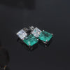 Korea Selling Jewelry  Double Square Zircon Cracked Green Pendant Earrings Simple Women Prom Party Accessories