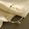 Korea Selling Jewelry Simple Zircon Ball Opal Bead Stretching Adjustable Bracelet Elegant Women's Daily Accessories