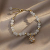 Korea Selling Jewelry Simple Zircon Ball Opal Bead Stretching Adjustable Bracelet Elegant Women's Daily Accessories