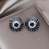 Korea Design Jewelry 14K Gold Plated  Copper Set Zircon Round Earrings Elegant Women's Party Party Accessories