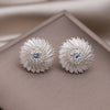Korea Design Jewelry 14K Gold Plated  Copper Set Zircon Round Earrings Elegant Women's Party Party Accessories