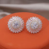 Korea Design Jewelry 14K Gold Plated  Copper Set Zircon Round Earrings Elegant Women's Party Party Accessories
