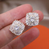Korea Design Jewelry 14K Gold Plated  Copper Set Zircon Square Earrings Elegant Women's Daily Work Accessories