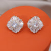 Korea Design Jewelry 14K Gold Plated  Copper Set Zircon Square Earrings Elegant Women's Daily Work Accessories
