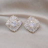 Korea Design Jewelry 14K Gold Plated  Copper Set Zircon Square Earrings Elegant Women's Daily Work Accessories