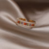 Korea Design Jewelry 14K Gold Plated  Full Zircon Color Ring Elegant Women's Daily Work Open Ring Accessories