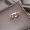 Korea Design Jewelry 14K Gold Plated  Full Zircon Square Ring Elegant Women's Daily Work Open Ring Accessories