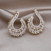 Korea Design Jewelry 14K Gold Plated  Letter U Full Zircon Earrings Elegant Women's Wedding Party Accessories