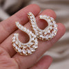 Korea Design Jewelry 14K Gold Plated  Letter U Full Zircon Earrings Elegant Women's Wedding Party Accessories