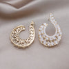 Korea Design Jewelry 14K Gold Plated  Letter U Full Zircon Earrings Elegant Women's Wedding Party Accessories
