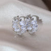 Korea Design Jewelry 14K Gold Plated  Orange Oval Zircon Round Earrings Elegant Women's Daily Work Accessories