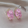 Korea Design Jewelry 14K Gold Plated  Orange Oval Zircon Round Earrings Elegant Women's Daily Work Accessories