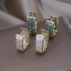 Korea Design Jewelry 14K Gold Plated  Square Zircon small hoop Earrings Elegant Women's Prom Party Accessories
