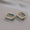 Korea Design Jewelry 14K Gold Plated  Square Zircon small hoop Earrings Elegant Women's Prom Party Accessories