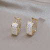 Korea Design Jewelry 14K Gold Plated  Square Zircon small hoop Earrings Elegant Women's Prom Party Accessories