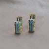 Korea Design Jewelry 14K Gold Plated  Square Zircon small hoop Earrings Elegant Women's Prom Party Accessories