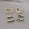 Korea Design Jewelry 14K Gold Plated  Square Zircon small hoop Earrings Elegant Women's Prom Party Accessories