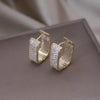 Korea Design Jewelry 14K Gold Plated  Square Zircon small hoop Earrings Elegant Women's Prom Party Accessories