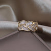 Korea Design Jewelry 14K Gold Plated  Zircon Woven Twist Ring Elegant Women's Opening Daily Work Accessories