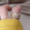 Korea Design Jewelry 14K Gold Plated  Zircon Woven Twist Ring Elegant Women's Opening Daily Work Accessories