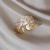 Korea Design Jewelry 14K Gold Plated  Zircon Woven Twist Ring Elegant Women's Opening Daily Work Accessories