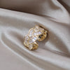 Korea Design Jewelry 14K Gold Plated  Zircon Woven Twist Ring Elegant Women's Opening Daily Work Accessories