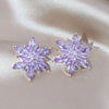 Korea Design Jewelry 14K Gold Plating  Black Zircon Flower Earrings Elegant Women's Gala Party Accessories