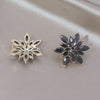 Korea Design Jewelry 14K Gold Plating  Black Zircon Flower Earrings Elegant Women's Gala Party Accessories