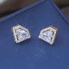 Korea Design Jewelry 14K Gold Plating  Crown Zircon Geometric Earrings Elegant Women's Daily Work Accessories