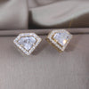 Korea Design Jewelry 14K Gold Plating  Crown Zircon Geometric Earrings Elegant Women's Daily Work Accessories
