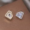 Korea Design Jewelry 14K Gold Plating  Crown Zircon Geometric Earrings Elegant Women's Daily Work Accessories