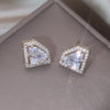 Korea Design Jewelry 14K Gold Plating  Crown Zircon Geometric Earrings Elegant Women's Daily Work Accessories