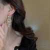 Korea Design Jewelry 14K Gold Plating  Diamond Zircon Long Earrings Elegant Women Wedding Party Accessories