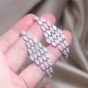 Korea Design Jewelry 14K Gold Plating  Diamond Zircon Long Earrings Elegant Women Wedding Party Accessories
