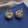 Korea Design Jewelry 14K Gold Plating  Full Zircon Round small Earrings Elegant Women's Daily Work Accessories