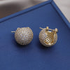 Korea Design Jewelry 14K Gold Plating  Full Zircon Round small Earrings Elegant Women's Daily Work Accessories