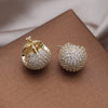 Korea Design Jewelry 14K Gold Plating  Full Zircon Round small Earrings Elegant Women's Daily Work Accessories