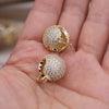 Korea Design Jewelry 14K Gold Plating  Full Zircon Round small Earrings Elegant Women's Daily Work Accessories