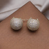 Korea Design Jewelry 14K Gold Plating  Full Zircon Round small Earrings Elegant Women's Daily Work Accessories